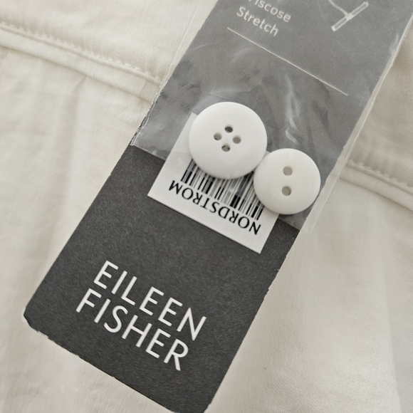 Eileen Fisher Shorts Size 16 White Walking NWT Linen Viscose Stretch Pockets - Picture 4 of 16